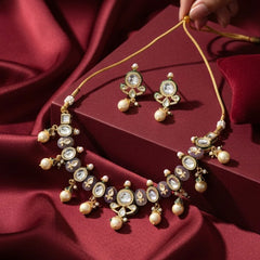 Purple Kundan Polki Ethnic Necklace Set