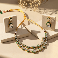 Green Kundan Polki Necklace Set
