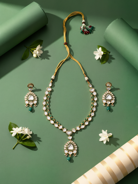 Green Long Royal Necklace Set