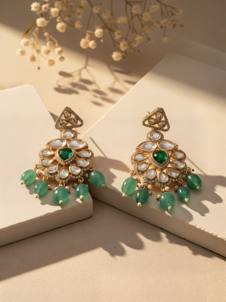Classic Green Gold Danglers