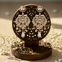 White Kundan Polki Danglers
