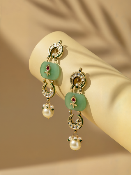 Green Ethnic Danglers