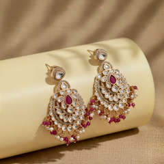 Red Kundan Polki Danglers