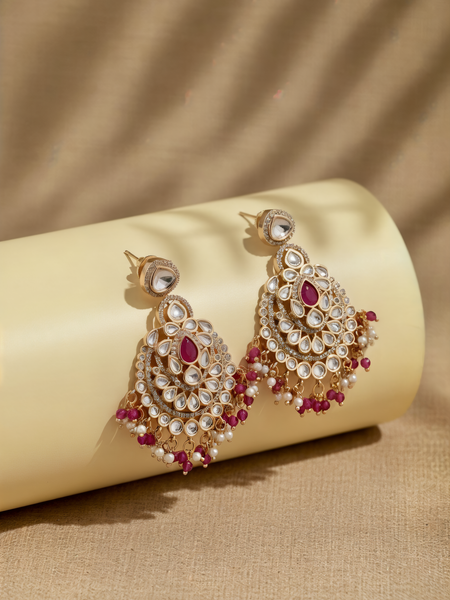 Red Kundan Polki Danglers