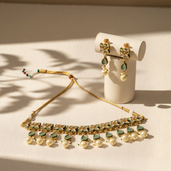 Green Traditional Gold Choker Set