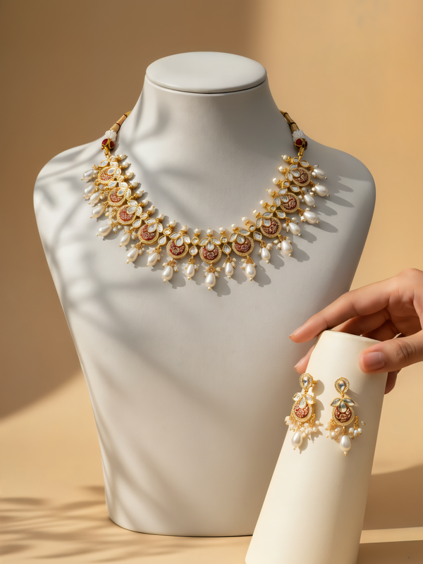 Red Ethnic Necklace Set