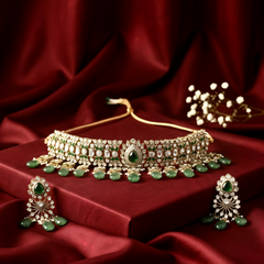Green Kundan Classic Choker Set