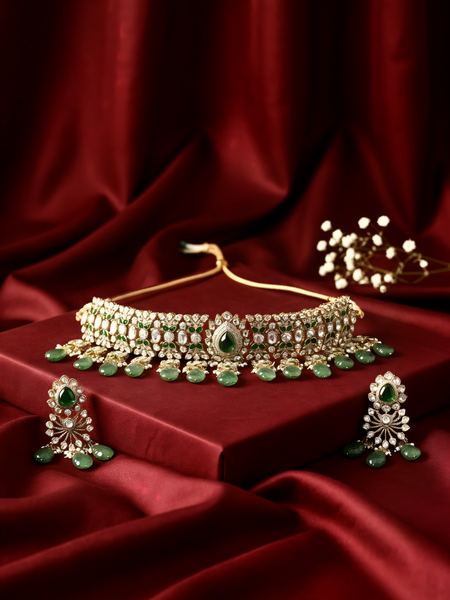Green Kundan Classic Choker Set