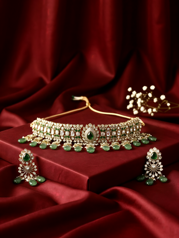 Green Kundan Classic Choker Set