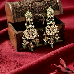 Multi Kundan Polki Chaandbaali Earrings
