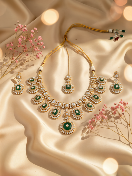 Premium Green Wedding Necklace Set