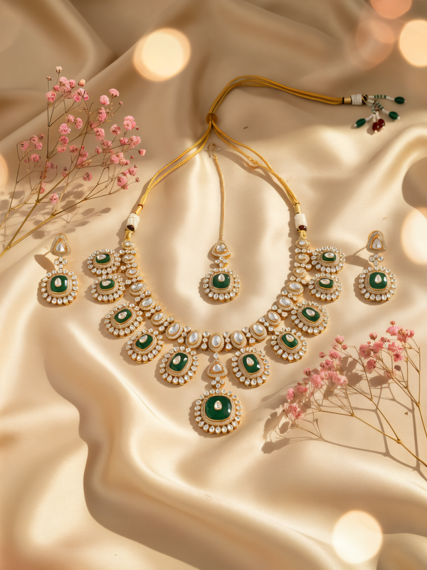 Premium Green Wedding Necklace Set