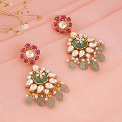 Gold Plated Ethnic Kundan Danglers