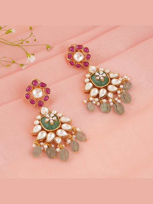Gold Plated Ethnic Kundan Danglers