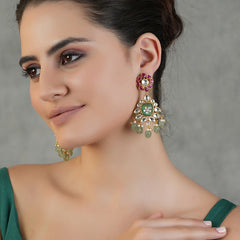 Gold Plated Ethnic Kundan Danglers