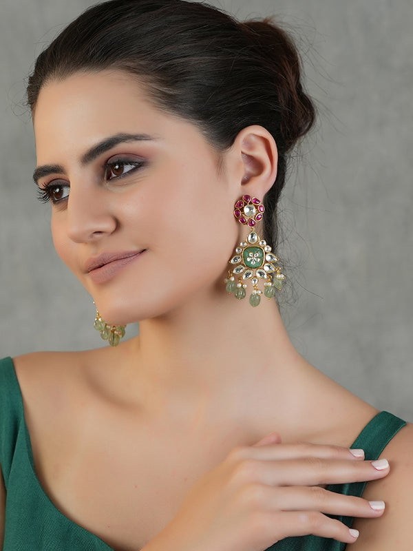 Gold Plated Ethnic Kundan Danglers