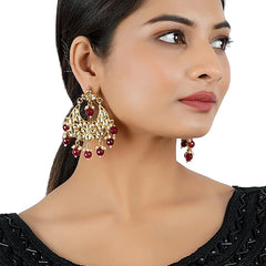 Gold Finish Kundan Polki Chandbali Earring