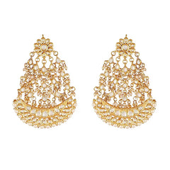 Gold Finish Dangler Earrings With Kundan Polki
