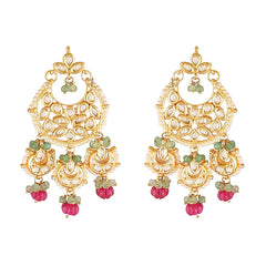 Gold Finish Kundan Chandbali Earrings
