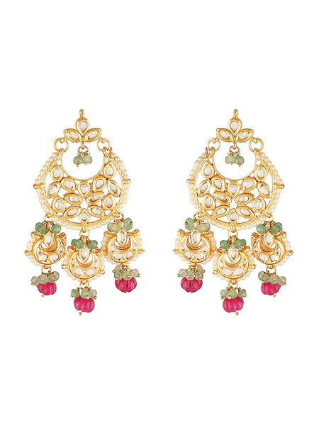 Gold Finish Kundan Chandbali Earrings