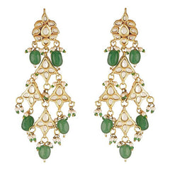 Gold Finish Kundan Dangler Earrings