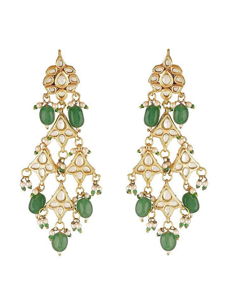 Gold Finish Kundan Dangler Earrings