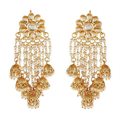 Gold Finish Kundan Polki Dangler Earrings
