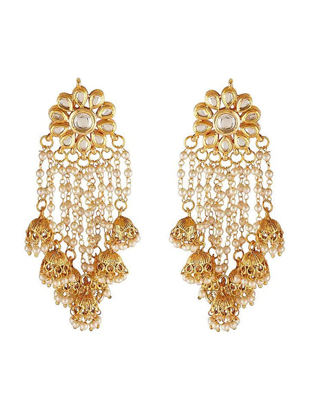 Gold Finish Kundan Polki Dangler Earrings