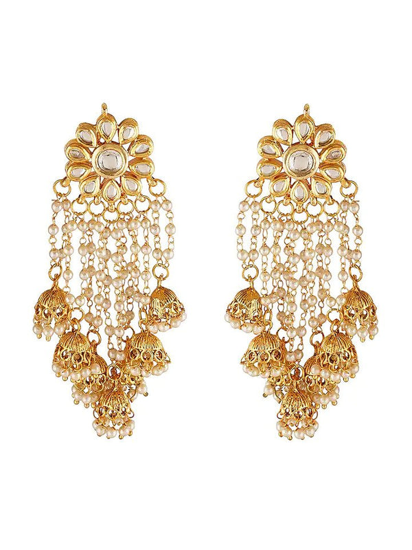 Gold Finish Kundan Polki Dangler Earrings