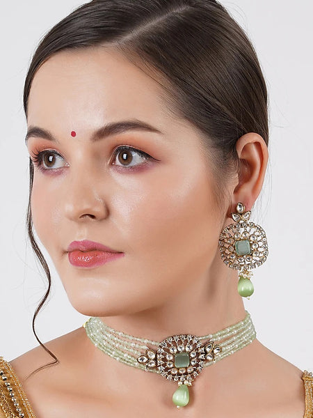 Gold Finish Multi-Colored Kundan Polki Dangler Earrings