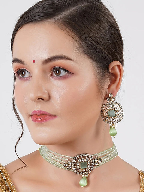 Gold Finish Multi-Colored Kundan Polki Dangler Earrings