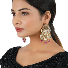 Gold Finish Kundan Chandbali Earrings
