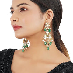Gold Finish Kundan Dangler Earrings
