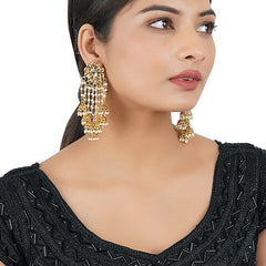 Gold Finish Kundan Polki Dangler Earrings