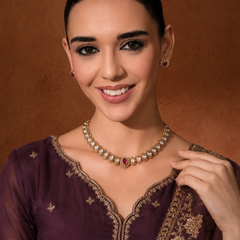 CHANDRIKA RED STONE CHOKAR SET WITH EARRINGS