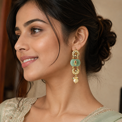Green Ethnic Danglers