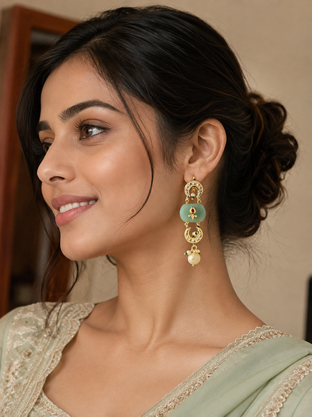 Green Ethnic Danglers