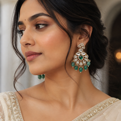 Classic Green Gold Danglers