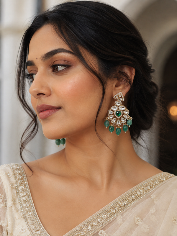 Classic Green Gold Danglers
