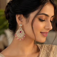 Red Kundan Polki Danglers