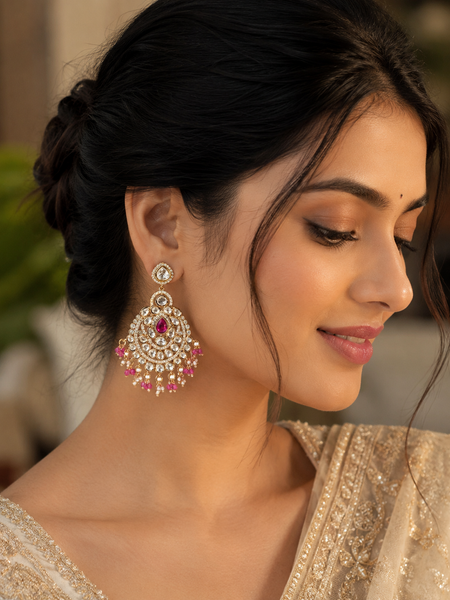 Red Kundan Polki Danglers