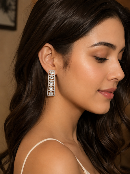Colourless Kundan Stud Earrings