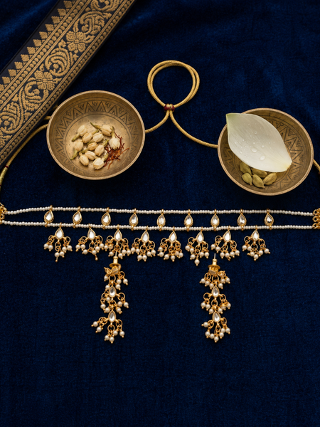 Gold Plated Ethnic Choker Set with Earrings | Kundan Polki Jewellery Set for Women