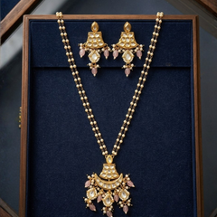 Gold Plated Pink Necklace Set for Women