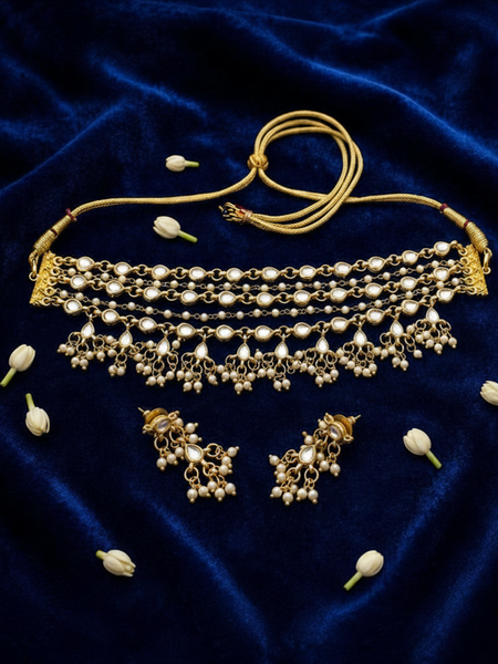 Gold Plated White Choker Set for Women