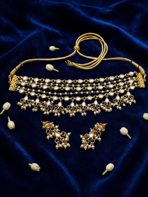 Gold Plated White Choker Set for Women