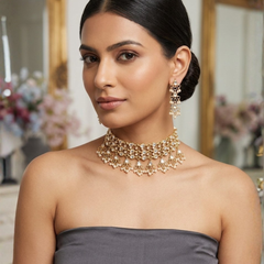 Gold Plated White Choker Set for Women