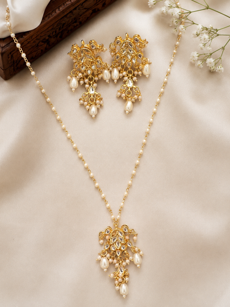 Gold Plated White Necklace Set for Women