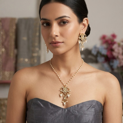 Gold Plated White Necklace Set for Women