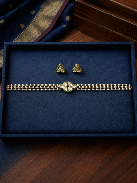 Gold Plated White Choker Set for Women